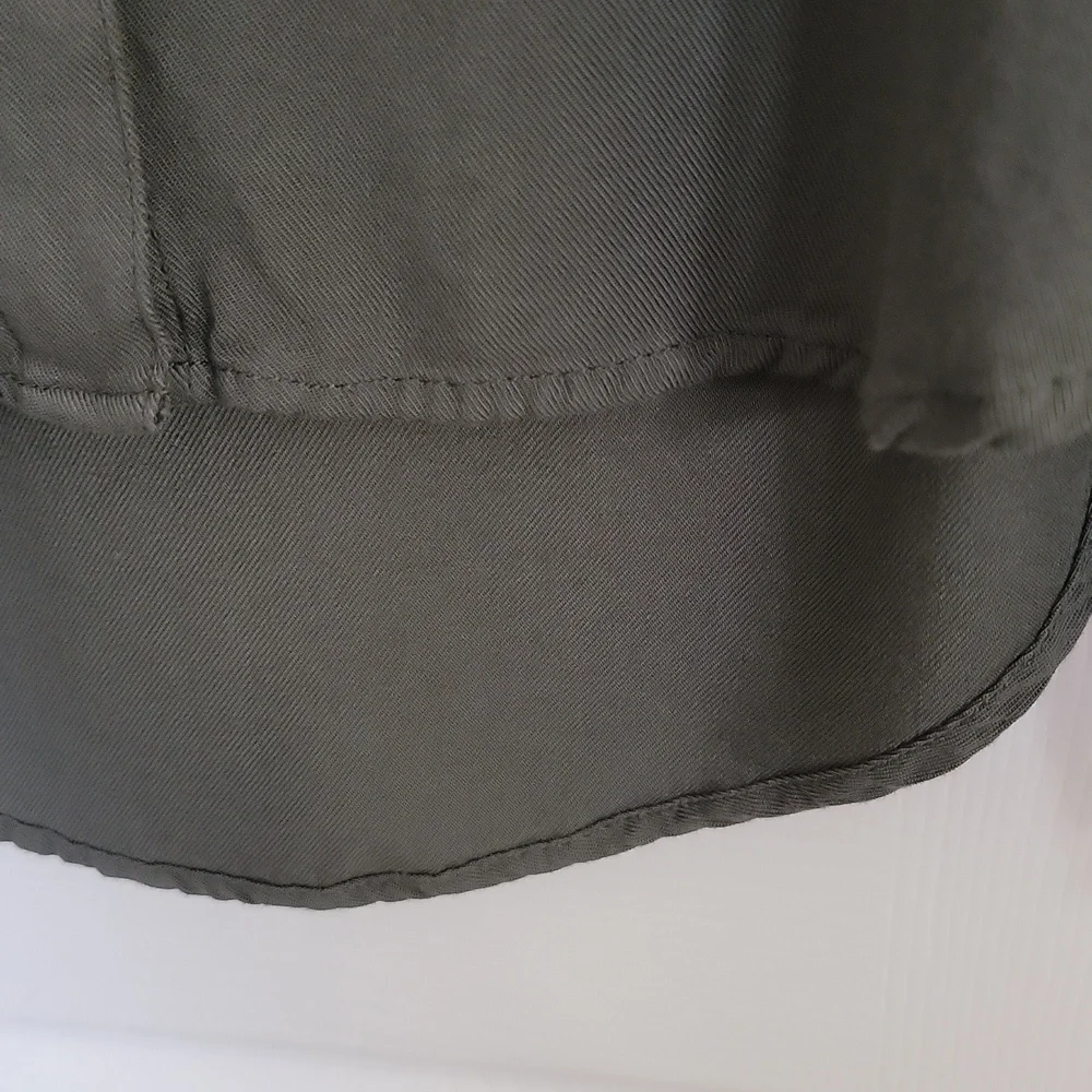 Justice Girls Button Down Shirt Olive Green 8 Long Sleeve Bronze Studs
